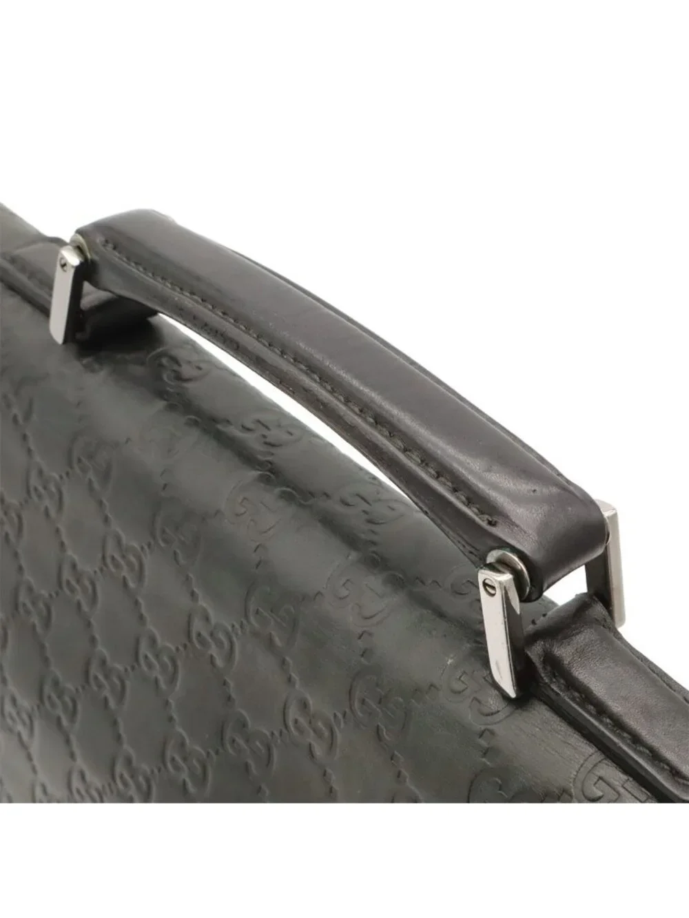 Gucci Guccissima Briefcase Business Document Purse Diamond Lock Type Black